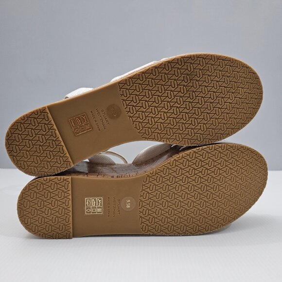 NEW Stuart Weitzman Carmen Midi Wedge Sz 9.5 Sandal Platform White Leather Cork - Picture 12 of 14